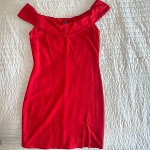 Bright Red off shoulder mini dress